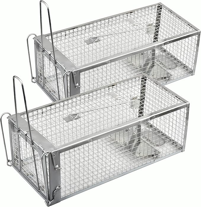 2-Pack Live Rat Traps Humane Chipmunk Mouse Vole Hamster Cage Traps