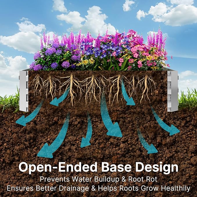 Miory Raised Garden Bed with Greenhouse Cover 5.8x2.8x1ft Galvanized Steel Planter Large Dual Zippered Screen Windows Open Base for Growing Vegetables