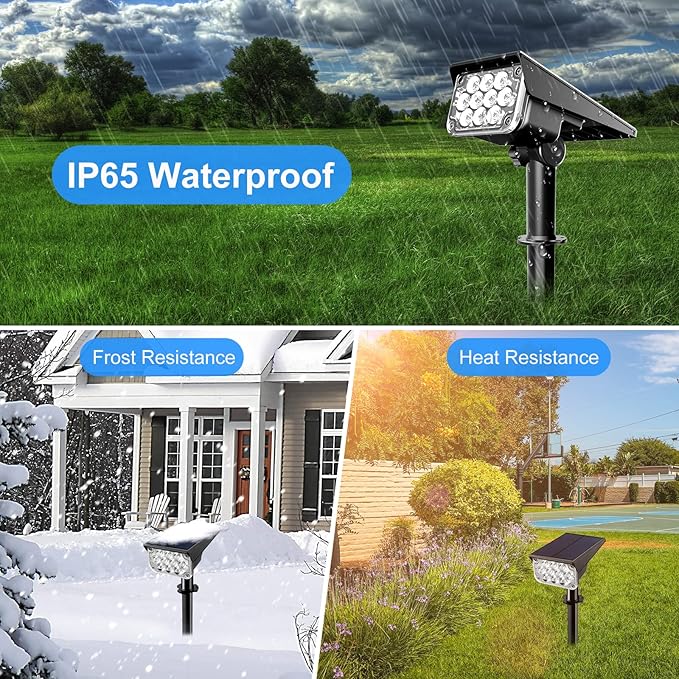 Outdoor Solar Landscape Spotlight 2 Lighting Modes with High and Low Brightness Green &amp RGB LED Adjustable