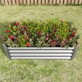 4×2×1ft Metal Raised Garden Bed Rectangle Raised Planter for Flowers Plants Vegetables Herb Silver