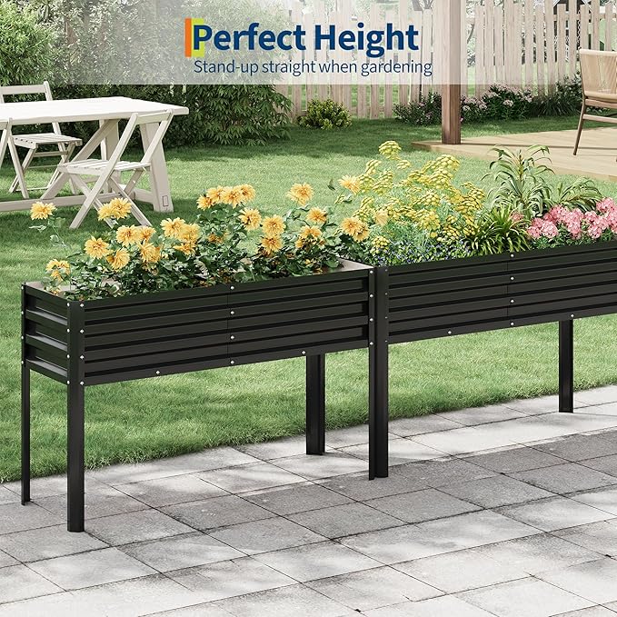 IDEALHOUSE Galvanized Raised Garden Bed with Legs 50×17×32 in Large Elevated Planter Box for Outdoor Plants Sturdy Metal Raised Garden Beds for Vegetables Flowers &amp Herbs