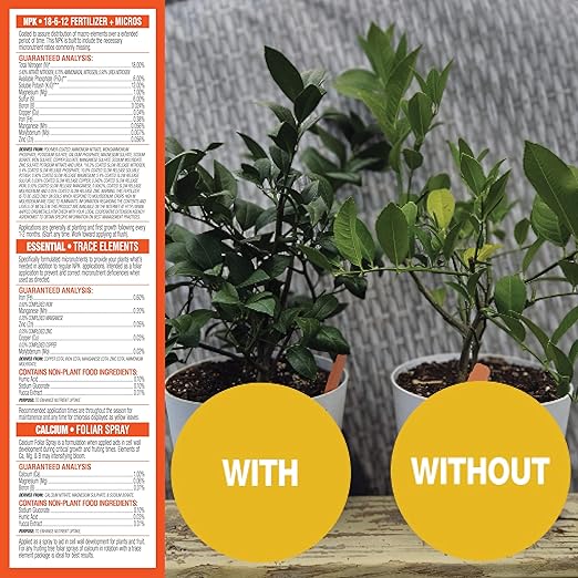 Citrus Tree Fertilizer Kit - Complete 3-in-1 Plant Food with NPK Granules Liquid Micronutrients &amp Calcium for Container Lemon Orange Lime Trees 3-Month Supply for Indoor Outdoor Citrus Plants