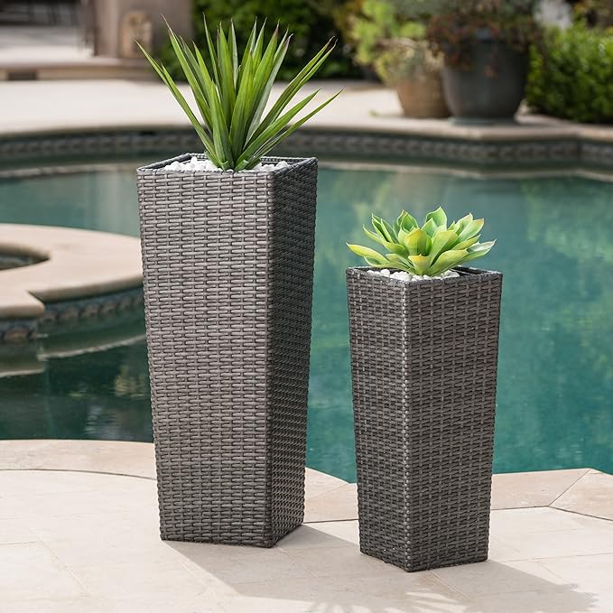 Rattan Flower Pot Grey