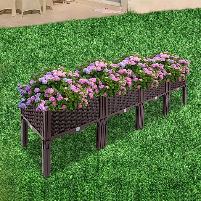 Raised Garden Bed Planter Raised Beds Kits with Drain Holes Raised Flower Beds Durable Garden Boxes with Legs Fruit Flowers Vegetables Standing Box for Outdoor &amp Indoor Patio Balcony