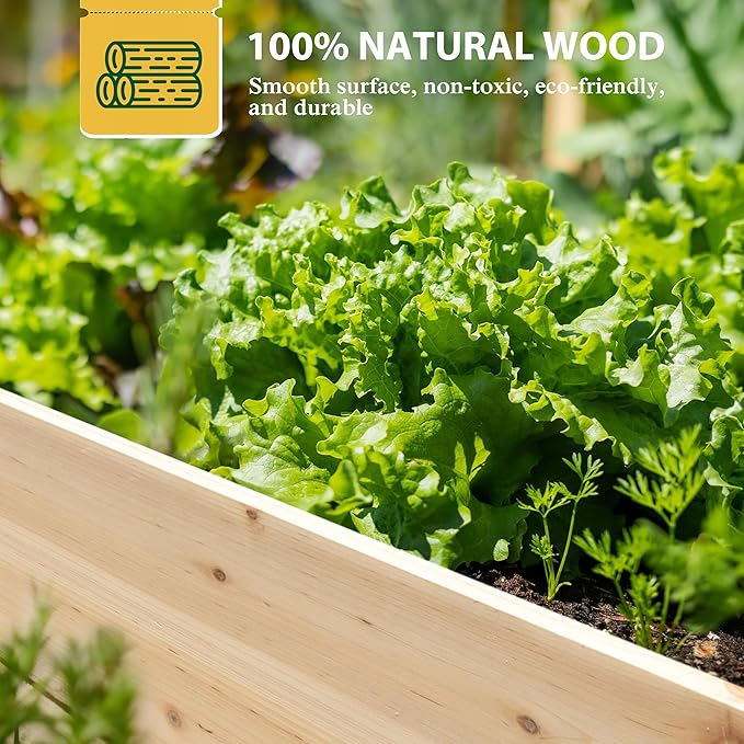95''L x 49''H x 19''W Wood Raised Garden Beds Outdoor Elevated Planter Raised Bed with Open Base for Vegetables Flowers Herbs Ideal for Outdoor Gardening Backyard Patio Natural