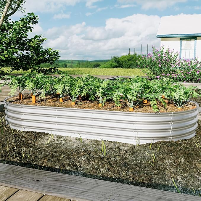 8x4x1ft Raised Garden Bed Kit Galvanized Planter Raised Garden Beds for Outdoor for VegetablesFlowers Herbs Heavy Duty Rust Resistant Easy Assembly