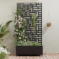 Casaphoria Metal Raised Garden Bed with Trellis and Wheels 72x35x16 Planter Box for Climbing Plants Vegetables &amp Vines Features Drainage Holes and Privacy Screen (Black-Helen)