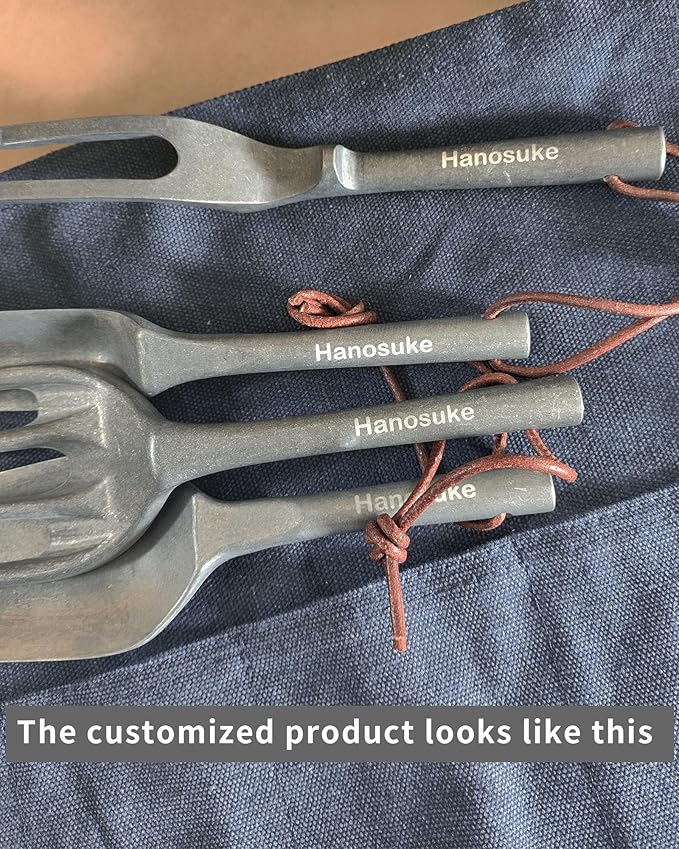 Elegant Gift Boxed Garden Tool Set - Customized Name Heavy Duty Galvanized Steel 4-Piece Kit with Shovel Trowel Fork Rake for Gardening