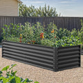 YITAHOME 6x3x2ft Raised Garden Bed Kit Galvanized Raised Bed with Gloves &amp Support Rod Outdoor Patio Planter Box for Plants Vegetables Flowers Black
