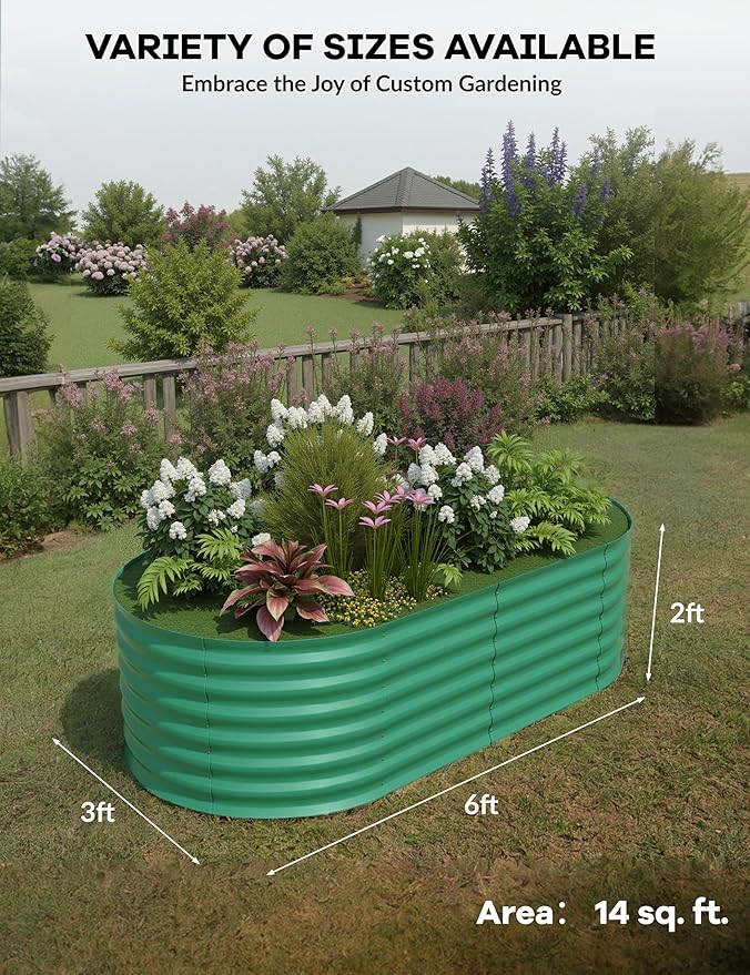 2Pcs 6x3x2ft Raised Garden BedGalvanized Raised Planter Boxes Outdoor with Easy Assembly Large Garden Bed for Vegetables Fruits FlowerRaised Garden BedGreen