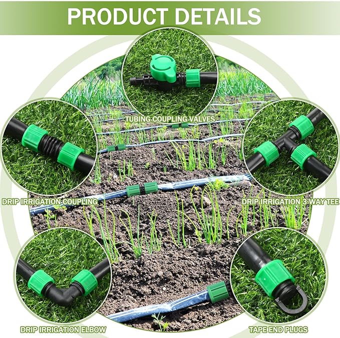 1000 ft 5/8 Inch Drip Tape Irrigation Kit Drip Tape 8 Mil 8 Spacing Hose Garden Watering Tubing System Automatic Irrigation Equipment for Plant Landscape Yard Lawn and Farm