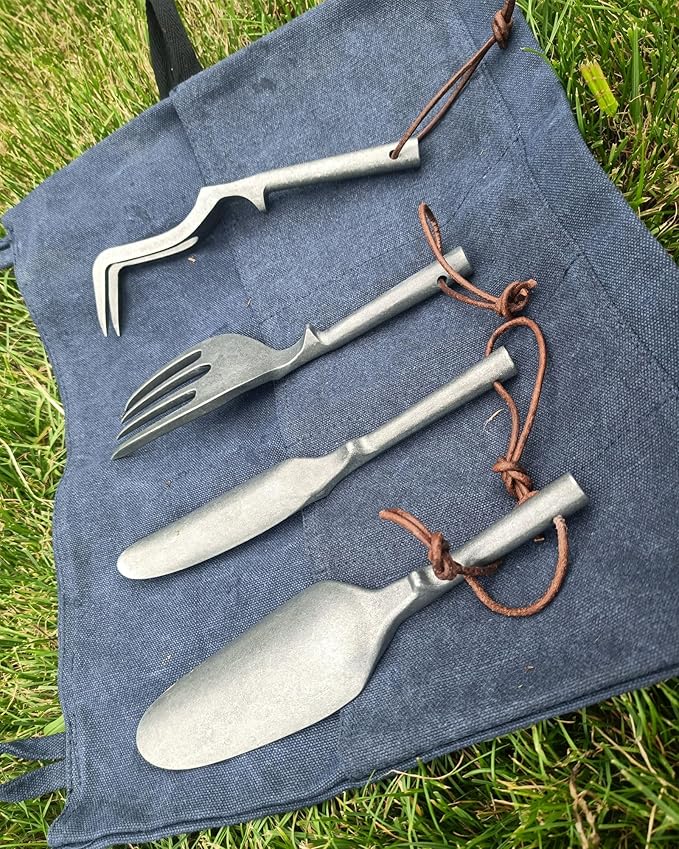 Elegant Gift Boxed Garden Tool Set - Customized Name Heavy Duty Galvanized Steel 4-Piece Kit with Shovel Trowel Fork Rake for Gardening