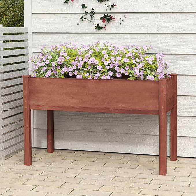 Raised Garden Bed with Legs (48x24x30'') Solid Wood Elevated Planter Box for Outdoor