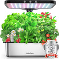 Stainless Steel Hydroponics Growing System kit Indoor Garden: 15 Pods Herb Garden with 24W Full Spectrum Grow Light Hydroponic Gardening System with Silent Pump Planting Height Up to 19.7 (Sliver)