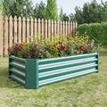 Metal Raised Garden Bed 4×2×1ft Rectangle Galvanized Planter Box with Open Bottom for Vegetables Flowers Herbs Outdoor Gardening Green