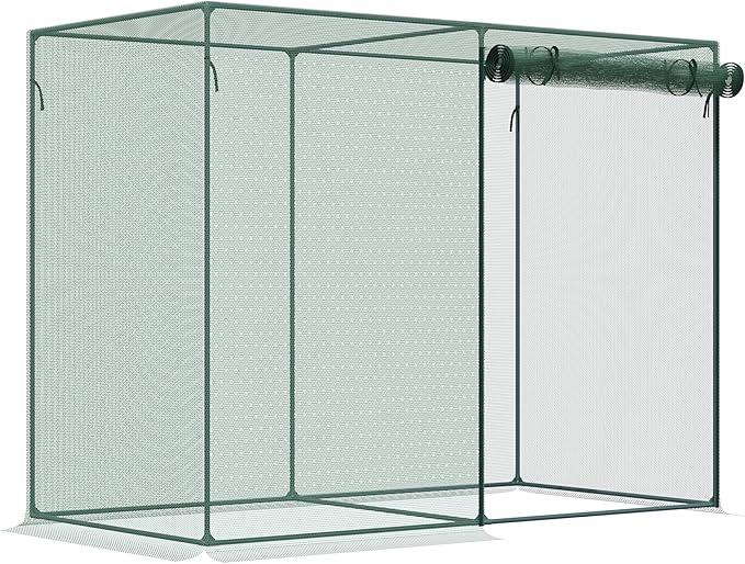 6' x 3' Crop Cage Plant Protection Tent with Zippered Doors for Vegetable Garden Backyard Green