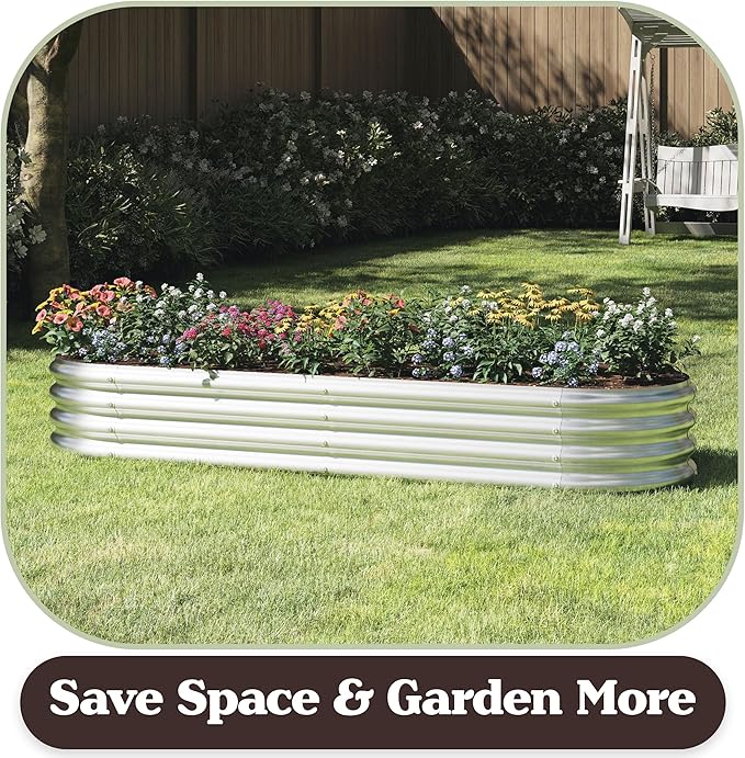 Galvanized Raised Garden Bed - 82x35x11in Planter Box with Open Bottom and Anti-Rust Coating - Easy-to-Assemble Elevated Flower Bed by Pure Garden