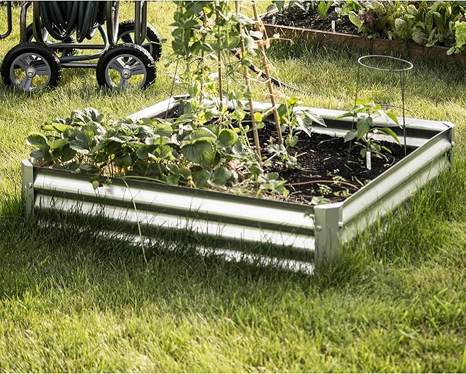 Backyard Expressions Galvanized Raised Garden Beds for Vegetables Large Metal Planter Box Steel Kit Flower Herb - 40x 40x 10.5H