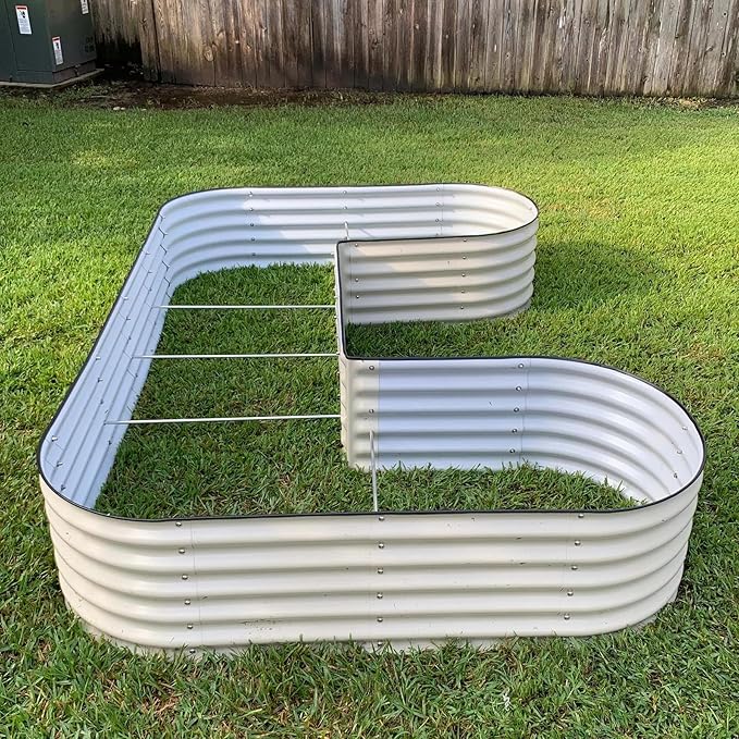 17 Tall U-Shape Raised Garden Bed Metal Raised Planter Bed for Vegetables Flowers Ground Planter Box Standard Size Olive Green