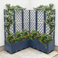 Raised Garden Bed with Trellis 5-Compartment Planter for Climbing Plant Outdoor 47.24x47.24x55.91in Planter Box for Backyard Patio (Blue)