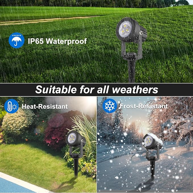 Solar Spot Lights Outdoor Solar Landscape Spotlights IP65 Waterproof 9.8ft CableAuto On/Off Outdoor Wall Lights for Garden Yard Driveway Porch Walkway Pool (3000K Warm White+6000K White)