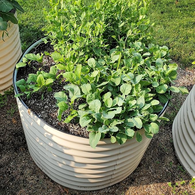 Vego garden 32 Tall 42 Round Raised Garden Bed Raised Bed Planter Box for Vegetables Flowers Patio-Pearl White