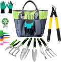 41-Piece Premium Gardening Tool Set Stainless Steel Heavy Duty Gardening Tool Kit with Non-Slip Rubber Grip Storage Tote Bag Outdoor Hand Tools Ideal Gardening Gifts for All (Green/Grey)