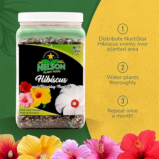 Nelson Plant Food - NutriStar Hibiscus Fertilizer - Outdoor and Indoor Plant Food - Tropical Hibiscus Fertilizer For All Flowering Tropical Plants