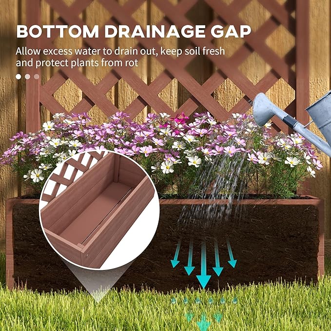 Vertical Vine Garden System Wooden Raised Bed with Integrated Trellis &amp Drainage Complete Climbing Plant Solution for Patios &amp Small Spaces