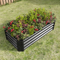 Galvanized Raised Garden Bed for VegetablesPlanter Raised Garden Boxes OutdoorMetal Raised Garden Beds Steel Kit for Vegetables Flower Herb Patio Black Rectangle