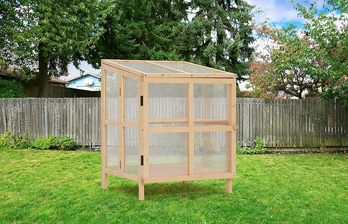 2 Tier Foldable Cold e Greenhouse Portable Wooden Greenhouse GCold e Raised Planter Box with Shelves