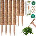 6 Pcs Moss Pole Extending to 68 Inches for Plants Monstera Plant Support Stakes for Indoor Climbing Plants Grow Upwards with 65ft Twist Ties 13ft Jute Rope 6.5ft Hook-and-Loop Strip