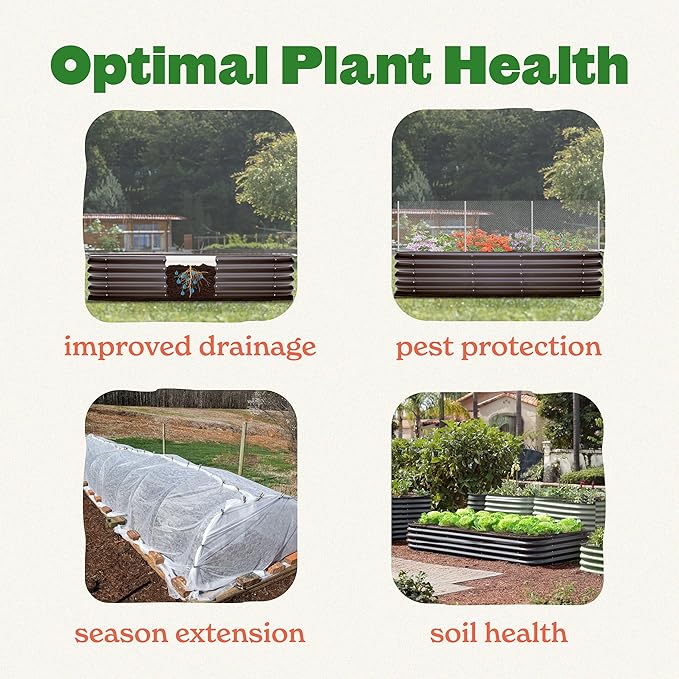 Epic Gardening 6-in-1 Modular Galvanized Raised Garden Bed Kit 29 Tall Metal Planter Box Durable Aluzinc Steel Raised Garden Bed Outdoor for Vegetables Herbs Flowers &amp Fruits - Medium Mist Gr