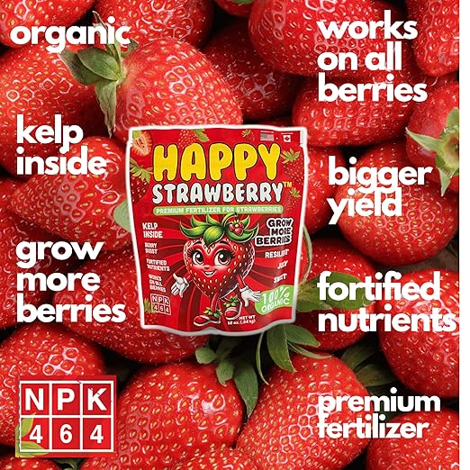 Happy Strawberry Fertilizer by Happy Nutrients Organic Premium Fertilizer for Strawberries &amp All Berries 12 oz (0.34 kg)