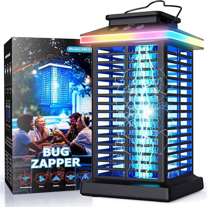 Bug Zapper Outdoor Mosquito Zapper 2 in 1 Portable &amp Rechargeable Bug Zapper Outdoor with 5000mAh Battery &amp LED Night Light 4000V Electric Fly Zapper for OutsidePatioBackyardGarden