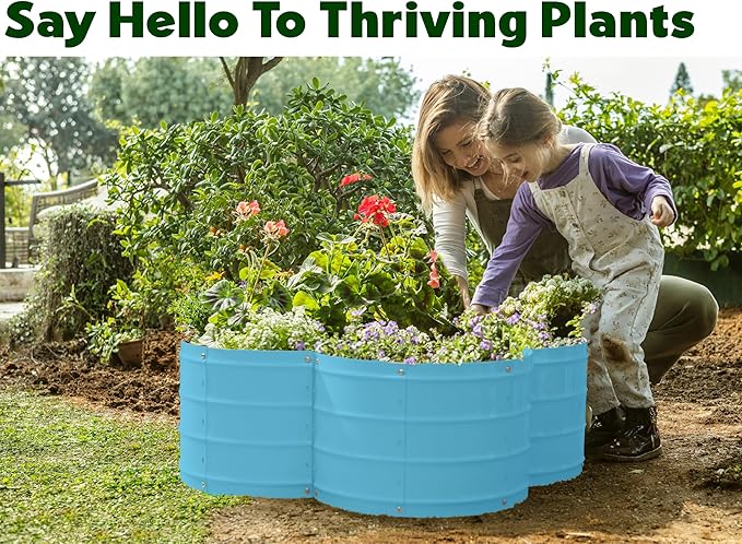 Plant &amp Plot Galvanized Raised Garden Beds Outdoor // 3×3×1 ft Planter Raised Beds for Gardening Vegetables Flowers // Large Metal Garden Box (Teal) // Patented Tool-Free Design