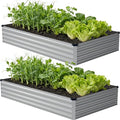 8x4x1 ft(2 Pack) Galvanized Raised Garden BedOutdoor Planter Box Metal Patio Kit Planting Bed for Vegetables Flowers and SucculentsSilver