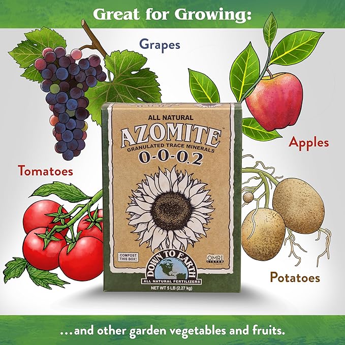 Down To Earth All Natural Fertilizers Organic Azomite Granulated Trace Minerals - Essential Minerals for Improving Plant Growth 0-0-0.2 5lb