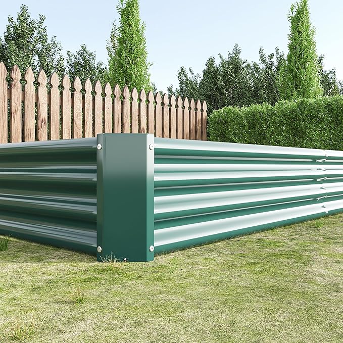 Raised Garden Beds Outdoor for Gardening 92 Large Galvanized Rectangular Plastic Raised Planter Garden Box for Fruit Vegetables Herbs Flowers Growing Bed for Lawn Patio Balcony Green