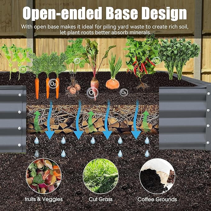6x3x1ft Galvanized Raised Garden Bed Outdoor Planter GBoxes Large Metal Planter Box for Gardening Vegetables Fruits FlowersGray
