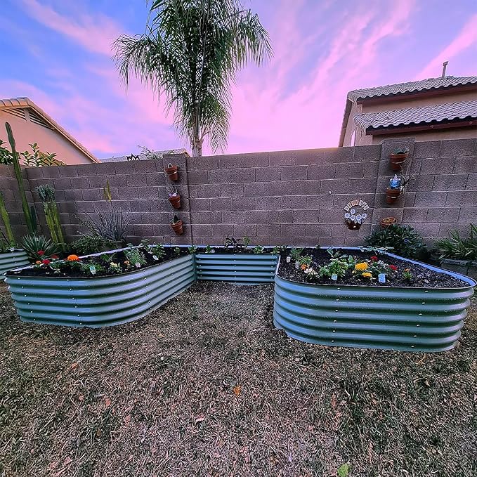 Vego garden 17 Tall U-Shape Raised Garden Bed Metal Raised Planter Bed for Vegetables Flowers Ground Planter Box Jumbo Size