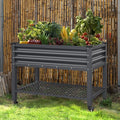 48 W x 24 D x 34 H Galvanized Raised Garden Bed with Lockable Wheels Raised Garden Beds Outdoor with Drainage Gaps &amp Shelf Planter Boxes Outdoor for Backyard Patio Balcony Grey
