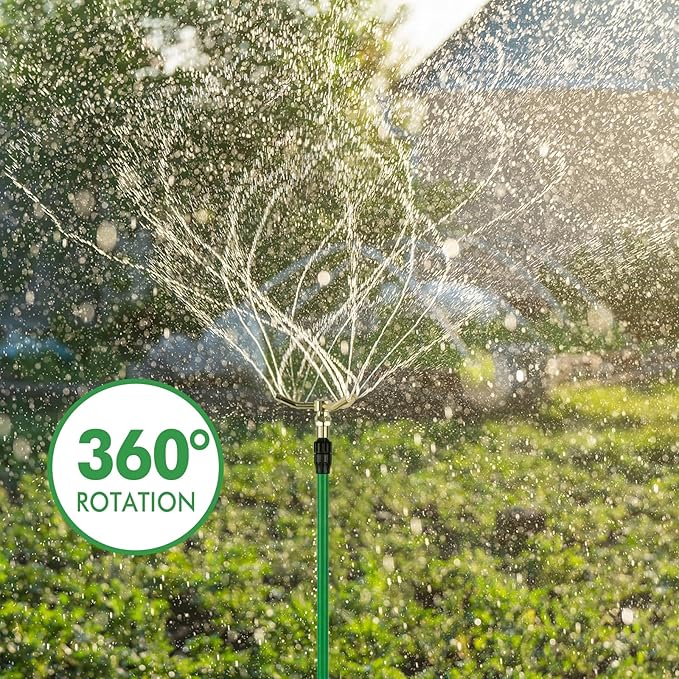 RESTMO 3-Arm Sprinkler with Adjustable Telescoping Base 360 Degree Rotation High-Rise Lawn Sprinkler for Large Area Coverage Gardening Watering System Sprinklers Lawn Irrigation System