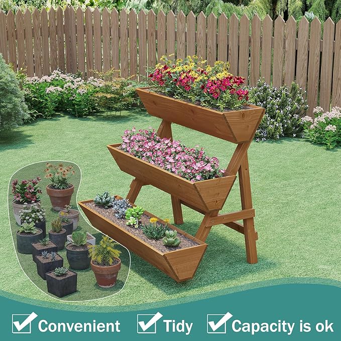 Raised Garden Bed 3 Tier Vertical Garden Planter for Indoor &amp Outdoor Raised Planter Box with Legs