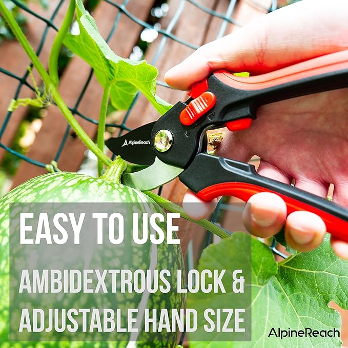AlpineReach Pruning Shears Set Bypass and Anvil for Gardening Sharp Ergonomic Pruners Adjustable Soft Handle for Small &amp Large Hands Heavy Duty High Carbon Steel Blade Secateurs Gift Box