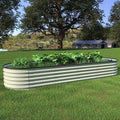 VEIKOU Raised Garden Bed 17 H 8ft X 2ft Metal Galvanized Raised Garden Bed for Plants Modular Raised Planter Box for Herbs Flowers 9 in 1 Raised Garden Bed Kit Beige