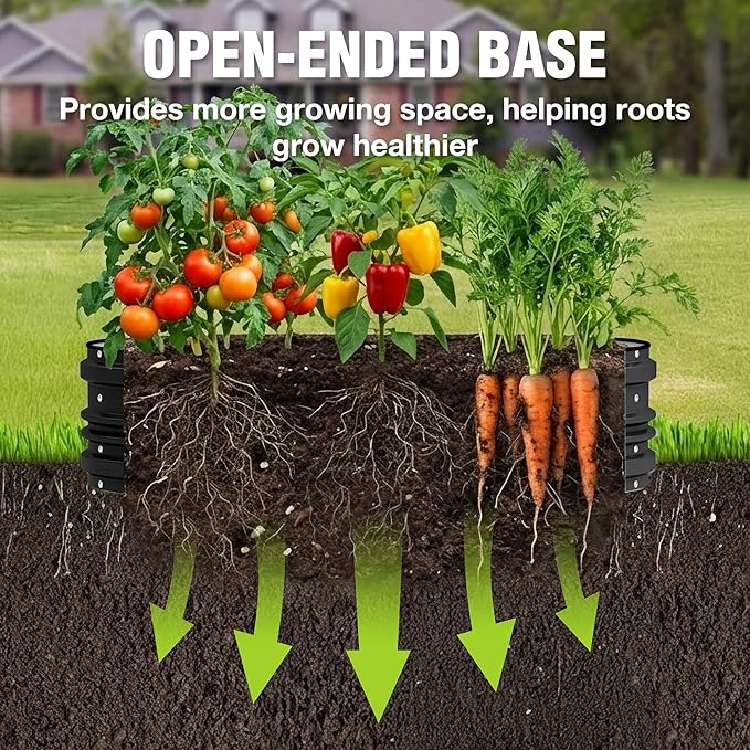 WORKPRO 2PK 4x2x1ft Outdoor Galvanized Raised Garden Bed Kit Rust &amp Corrosion Protection Easy Assembly Safe Edge Ideal for Vegetables &amp Flowers Black