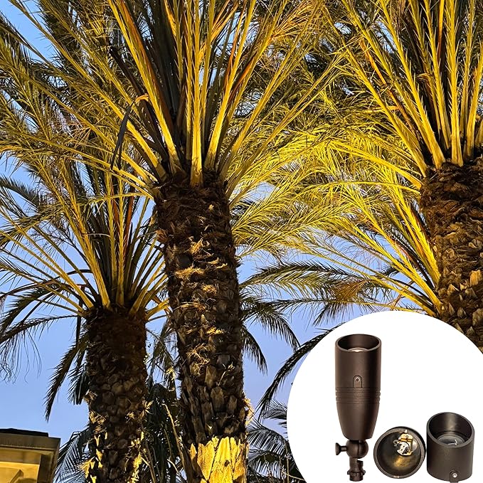 Solid Aluminum Outdoor Landscape Spotlight (4 Pack) 12V Heavy Duty Low Voltage LED Spot Light Waterproof for Garden and Yard Up Lighting Bronze Fixture Without Bulb