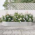 Garden Raised Bed Outdoor Oval Large Metal Planter Bed 89 L x 45 W x 11.5 H Silver Galvanized Metal
