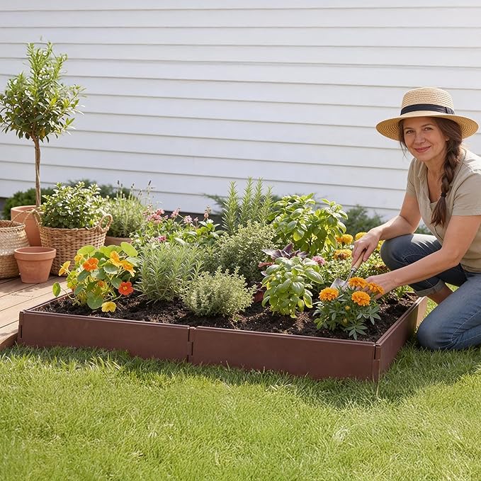 The Lakeside Collection Raised Garden Bed with 8 Adjustable Panels